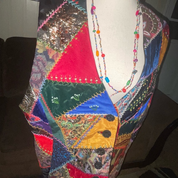 Crazy Horse Collection • Large •Multi-Colors • Patches • Hippy • Geometric •Vest - Picture 6 of 16